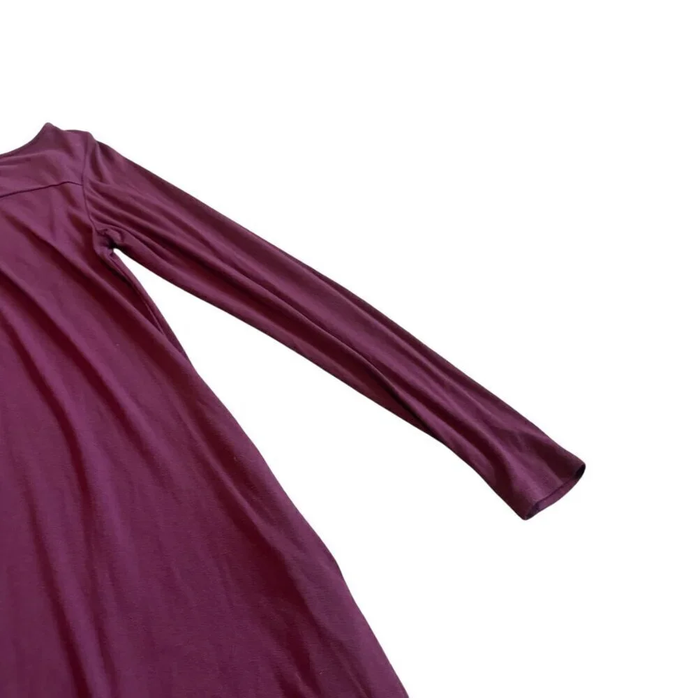 Peruvian Connection Purple Jersey Knit Dress Long Sleeve Flowy Size XS Women's